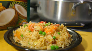 Ghana Coconut Rice, salad, and Beef 